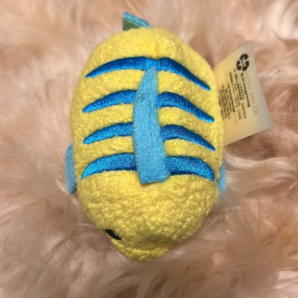 Disney Little Mermaid Flounder Tsum Tsum Fluffy Pillow Plush Toy - Picture 2 of 5